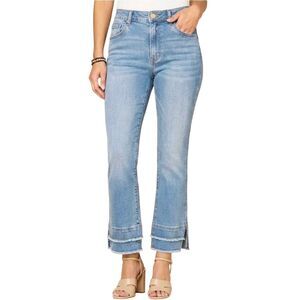Democracy "Ab"solution® Kick Flare Double Layer Fray Hem Cropped Jeans - Size 16